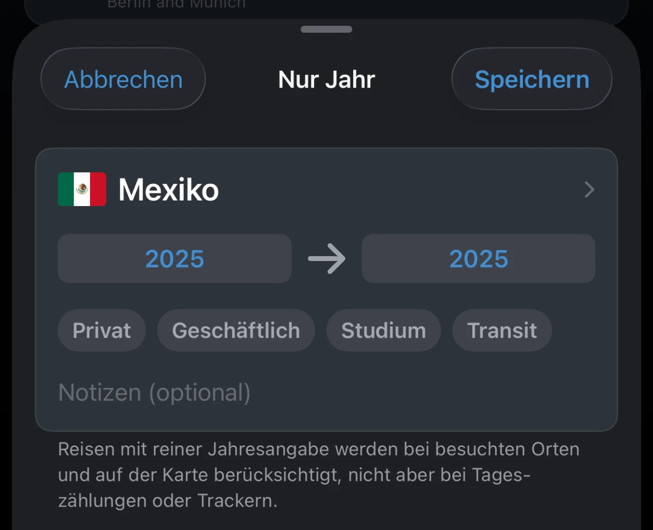 Reise mit Nur Jahr, mit Start- und Endjahr