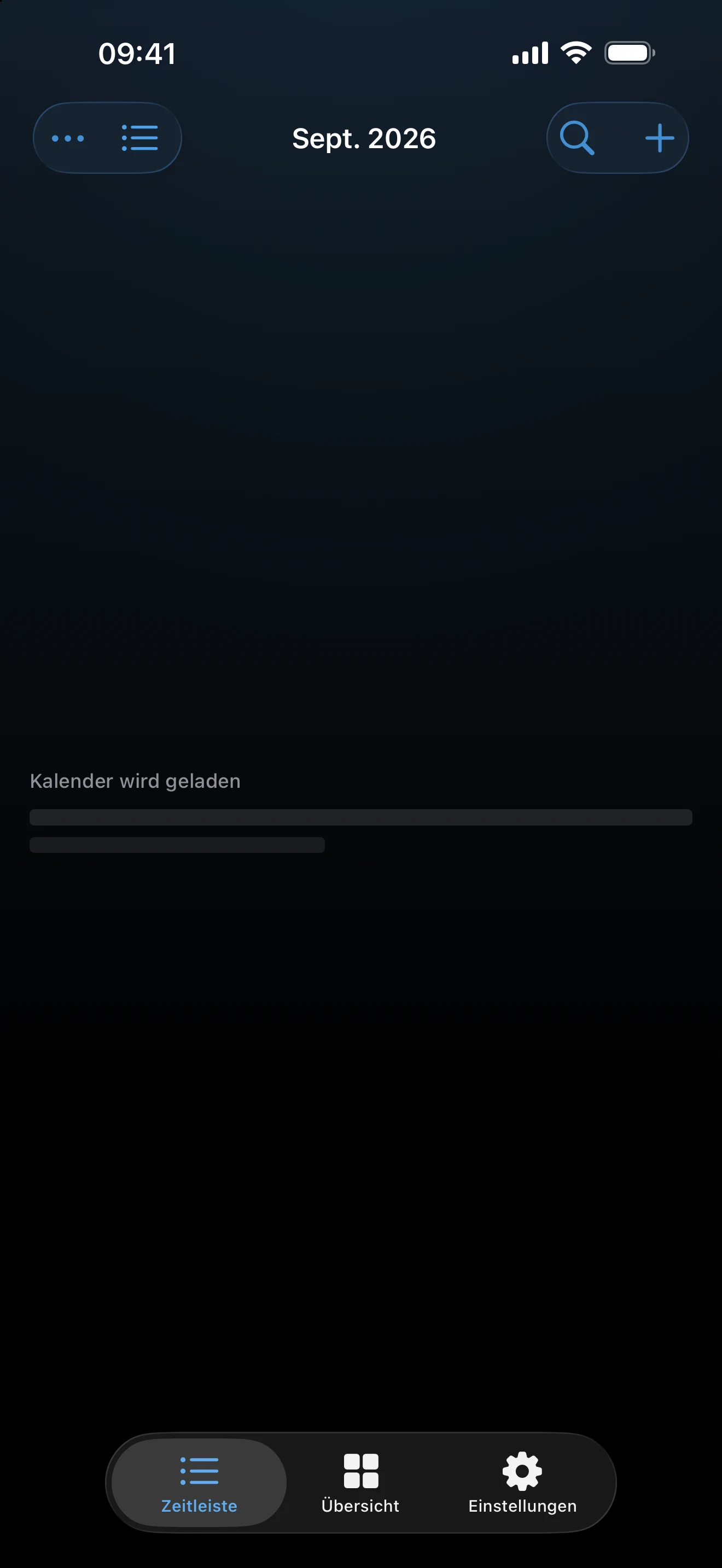 Die Kalenderansicht mit Reisen über mehrere Tage