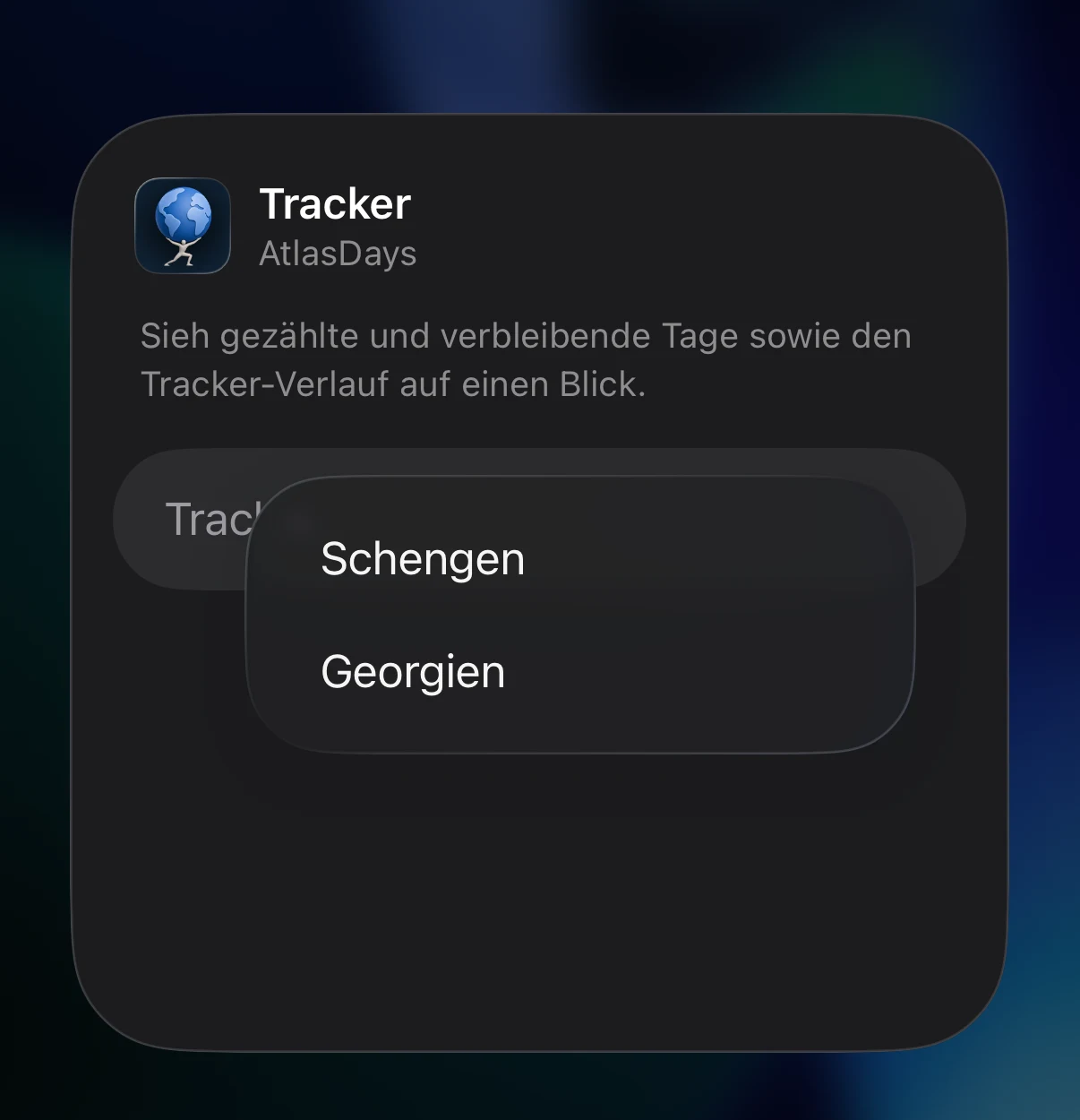 Das Blatt Widget bearbeiten mit der Tracker-Auswahl
