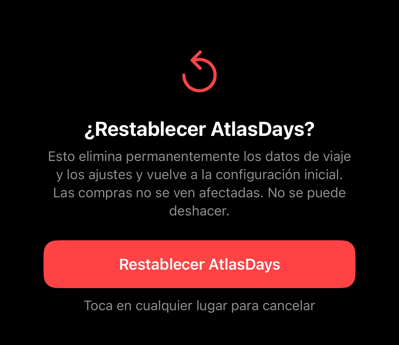 Confirmación destructiva que explica qué se va a eliminar