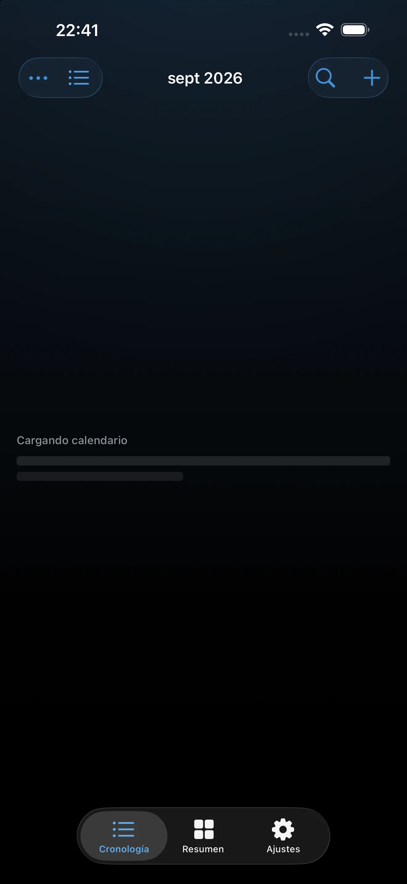 Vista de calendario con viajes que ocupan varias fechas