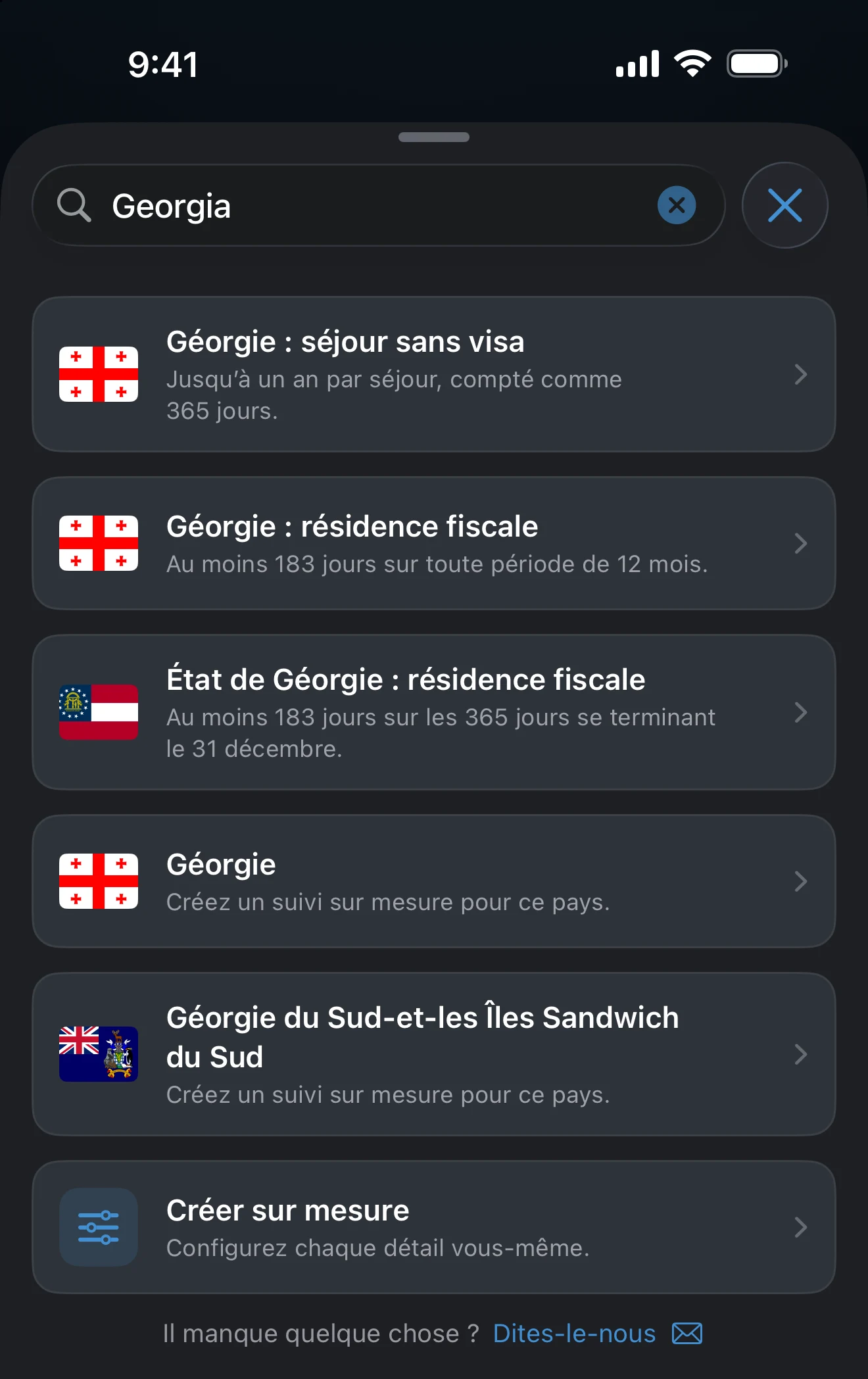 Résultats de recherche de la liste Ajouter un suivi pour un nom de pays
