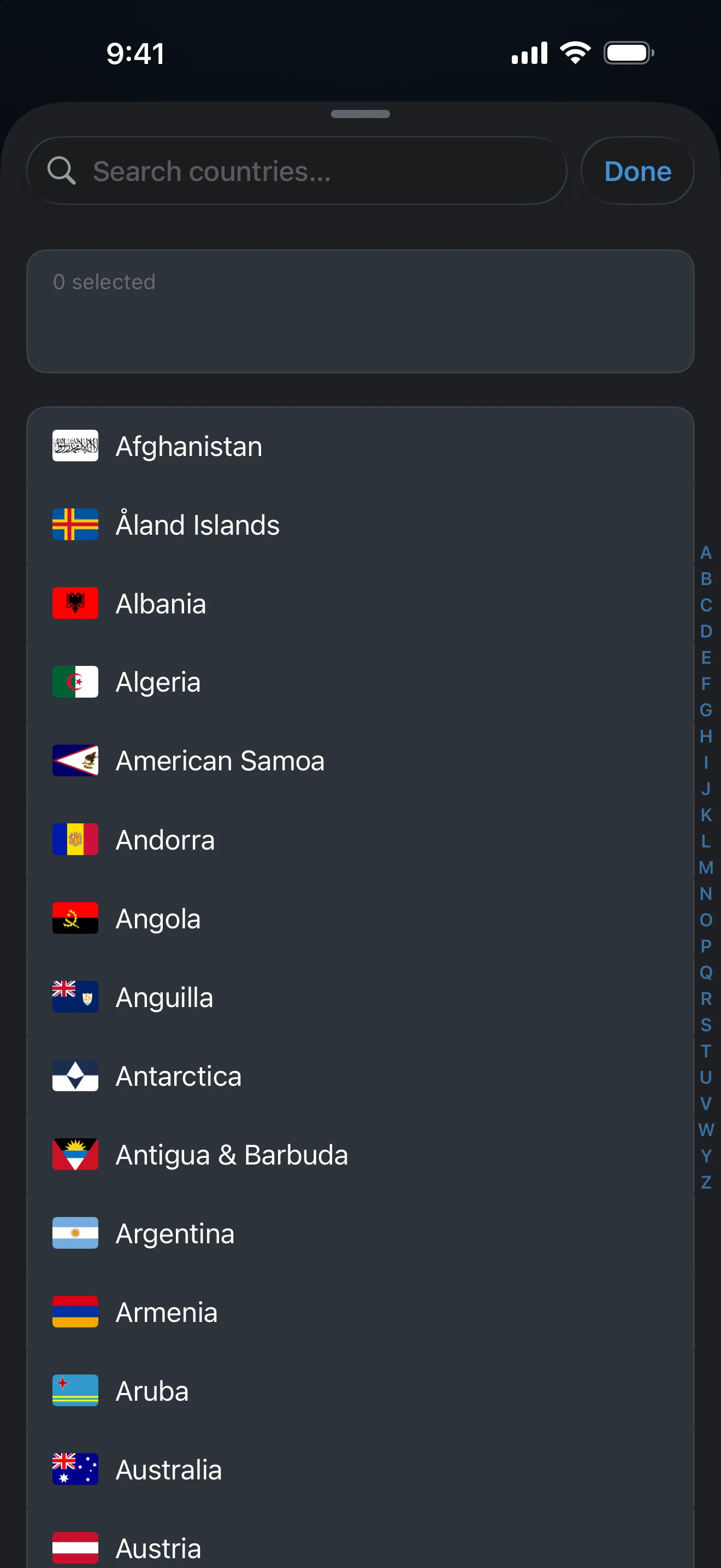 Auto-Detect ignore list with countries selected