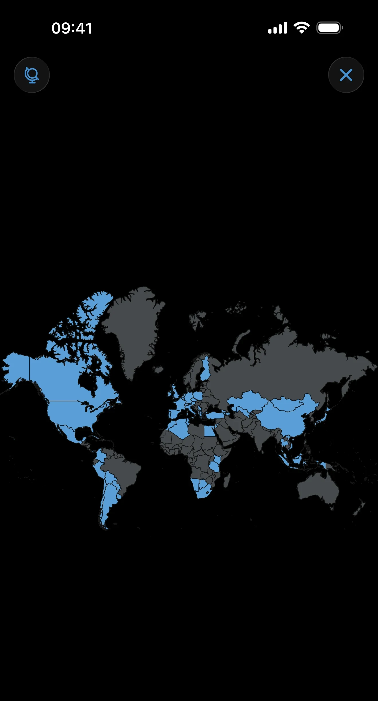 AtlasDays world map with visited countries highlighted