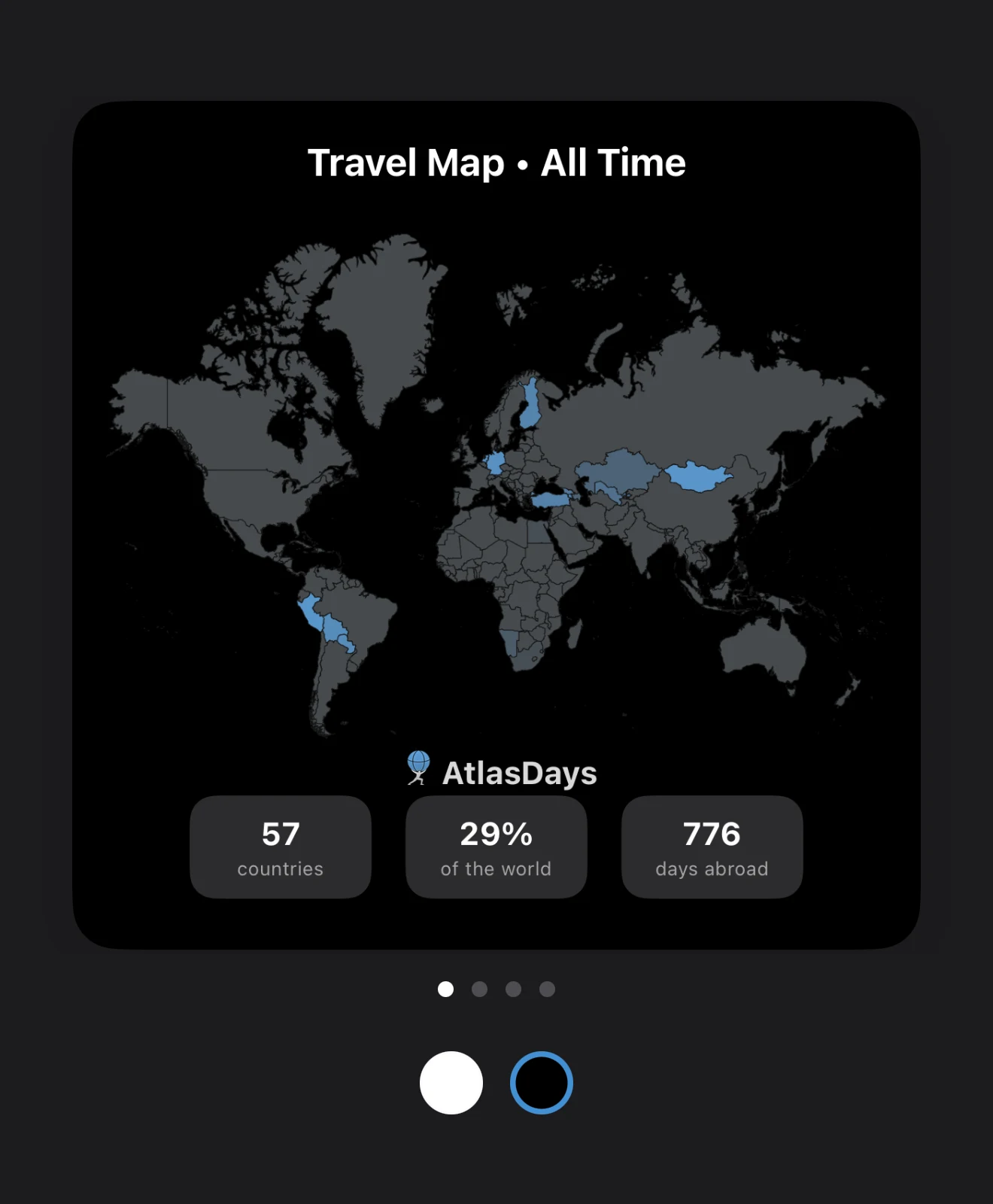 Share preview showing AtlasDays Dashboard cards
