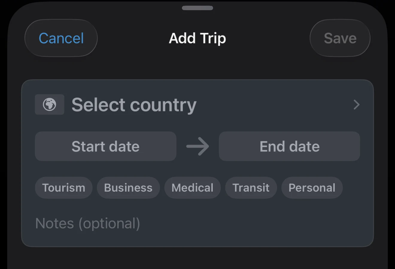 Exact Dates trip showing start and end dates
