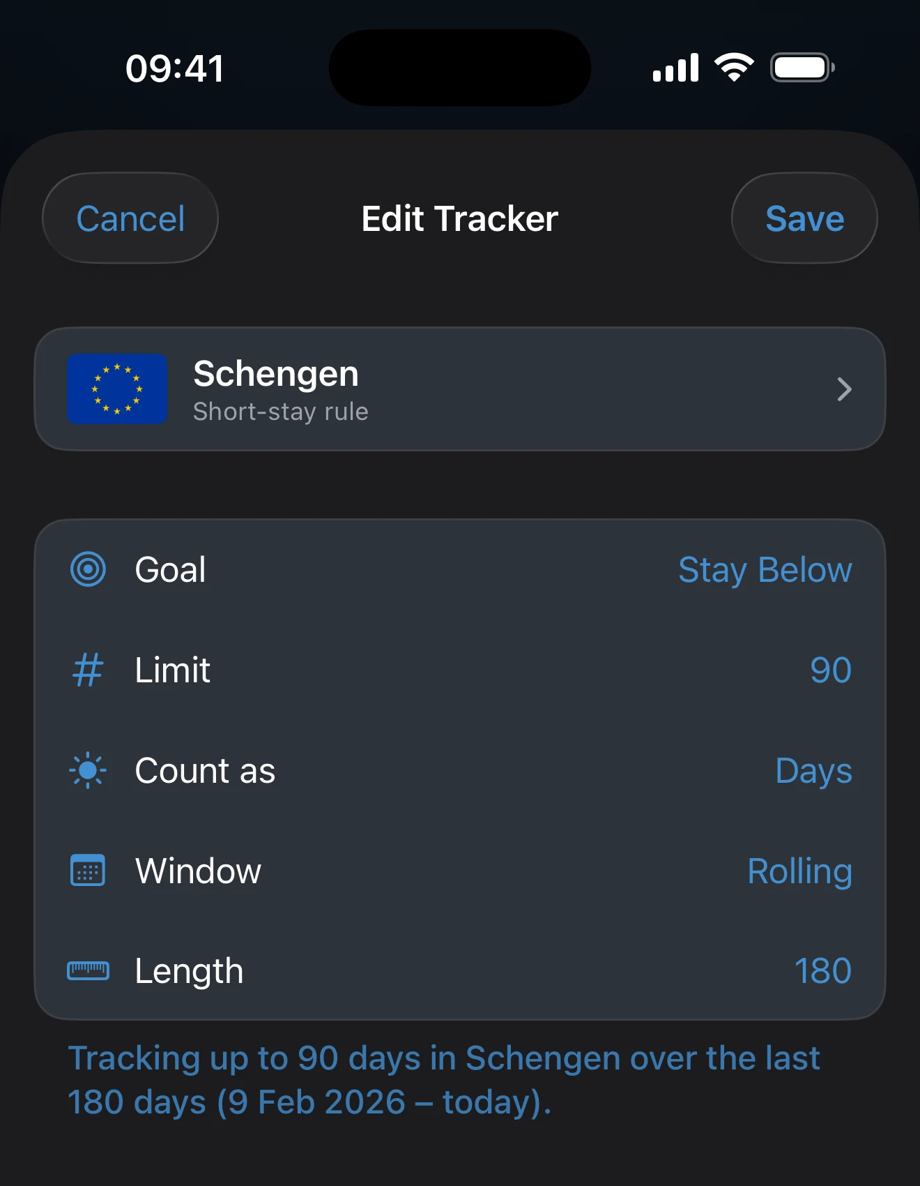 Tracker editor showing its limit and window controls