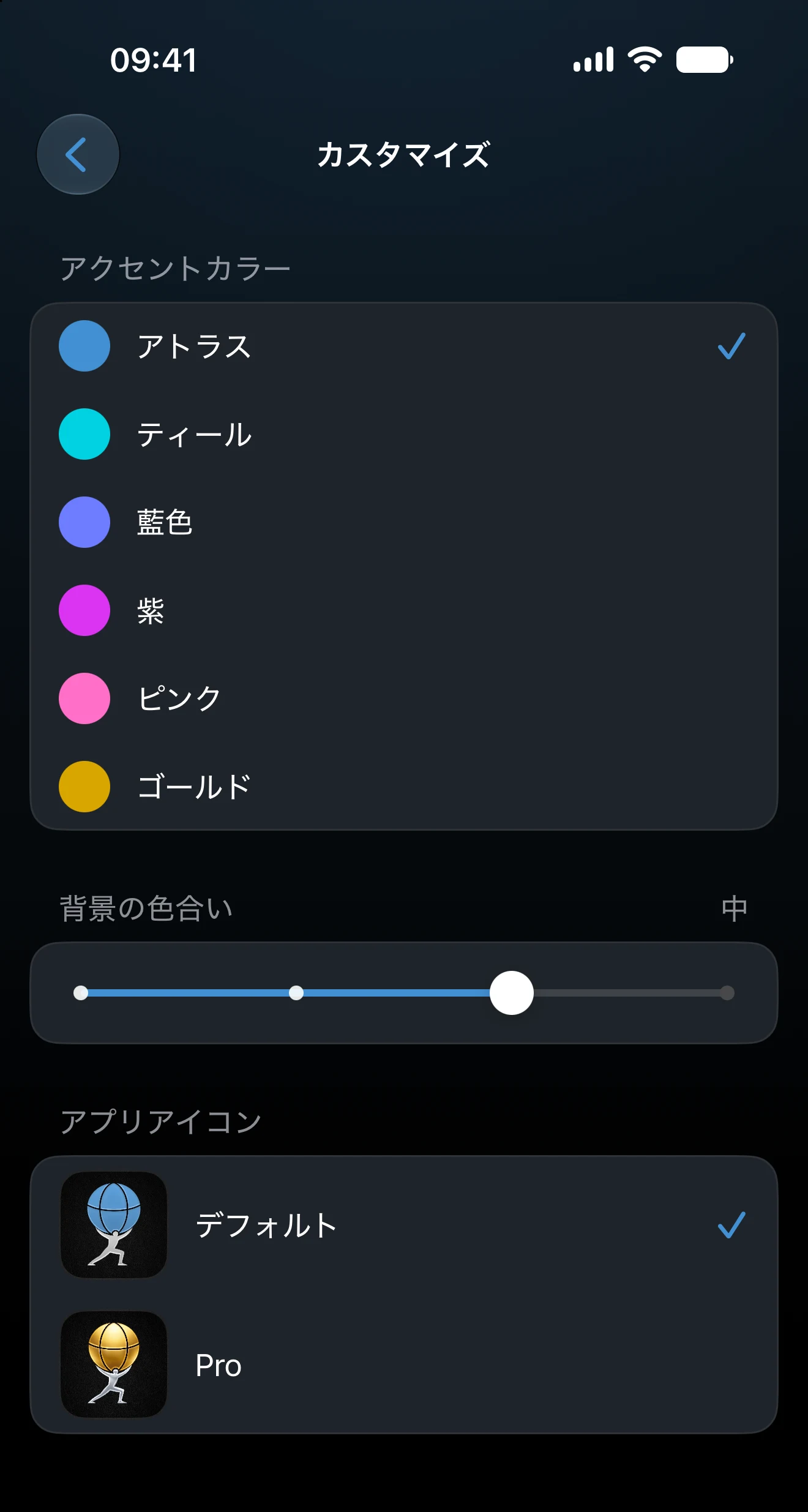 アプリアイコンを選ぶ画面