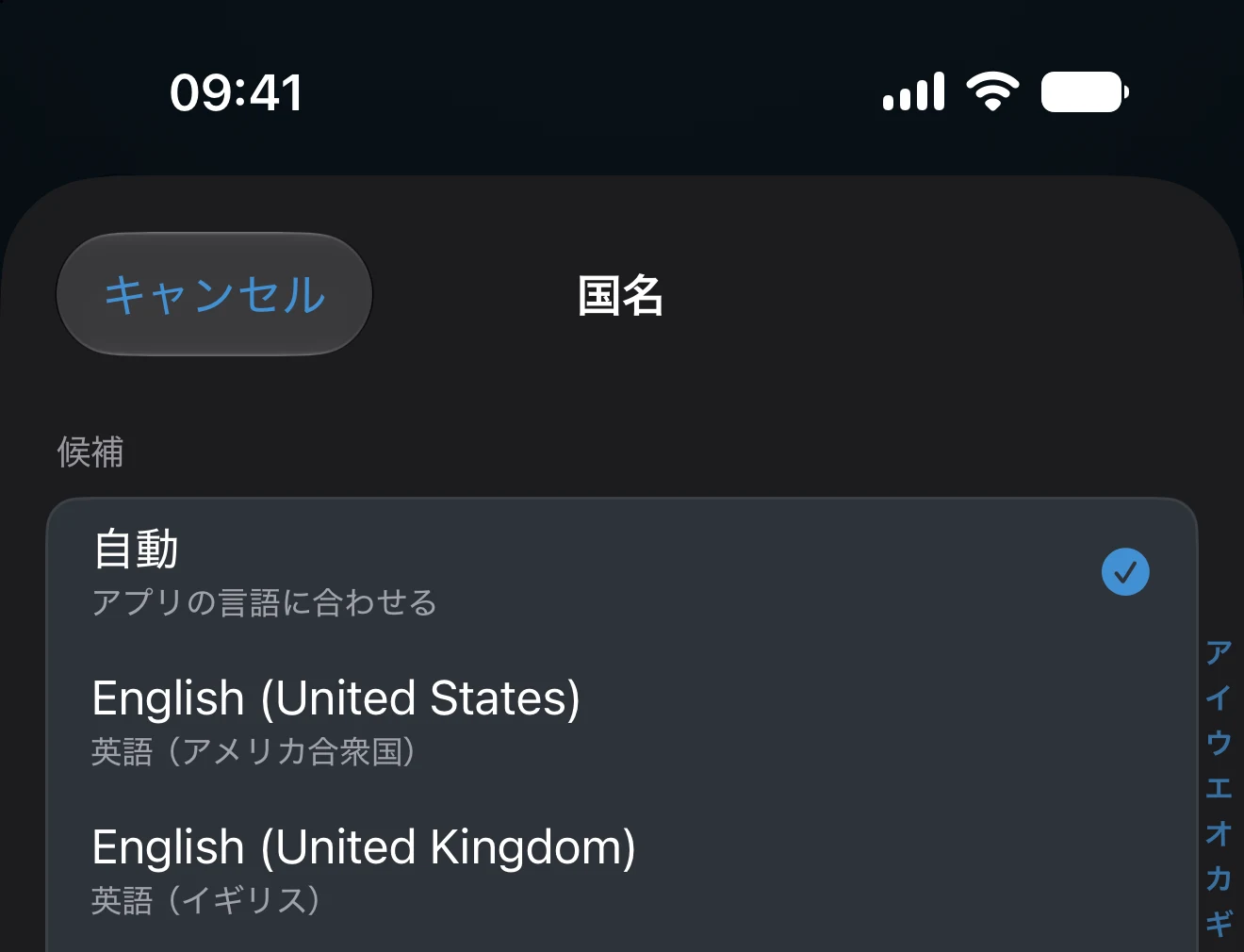 国名の言語を選ぶピッカー