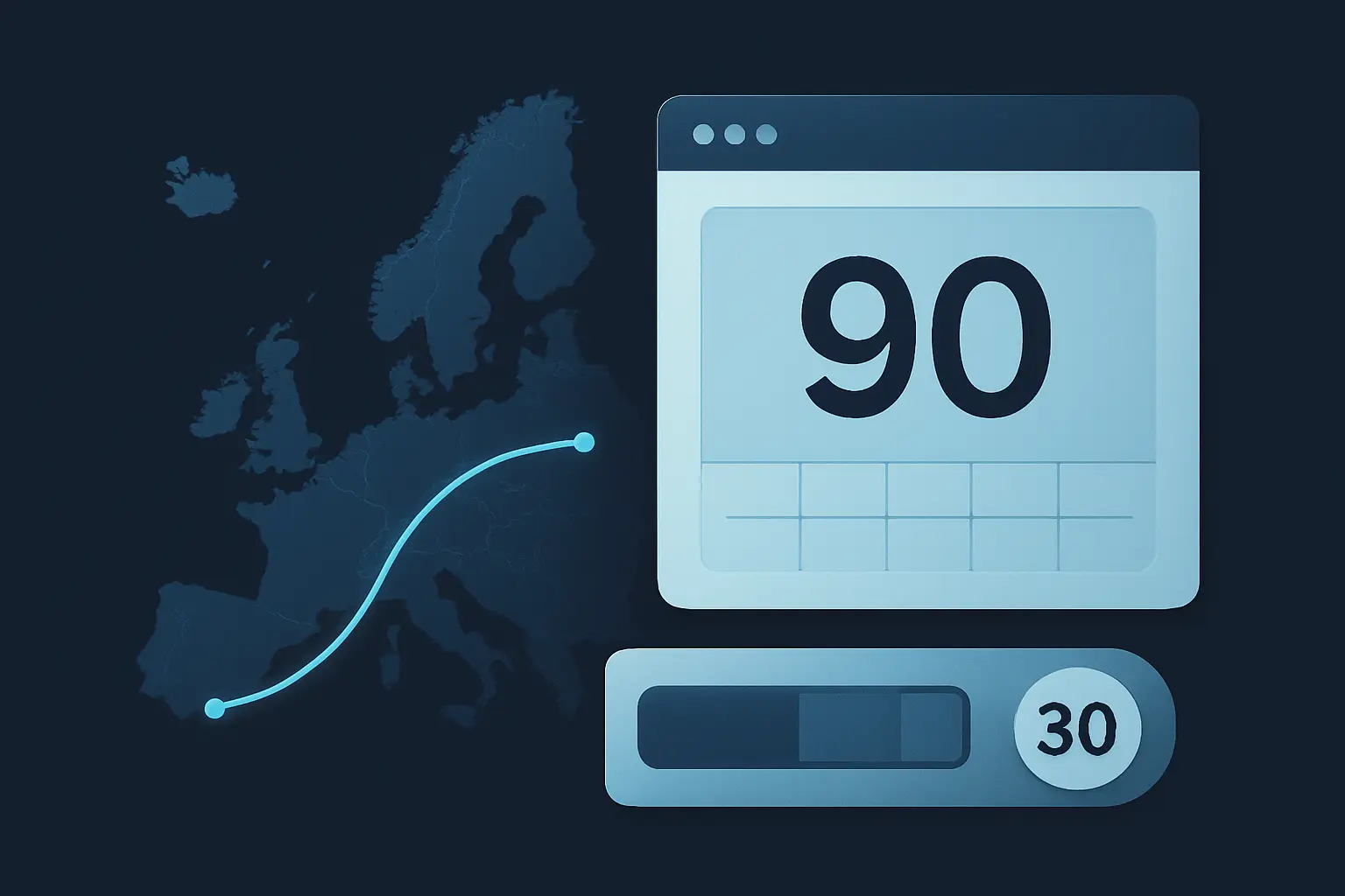 Supporting illustration for digital nomad visa day limits, focused on hero in the AtlasDays visual style.