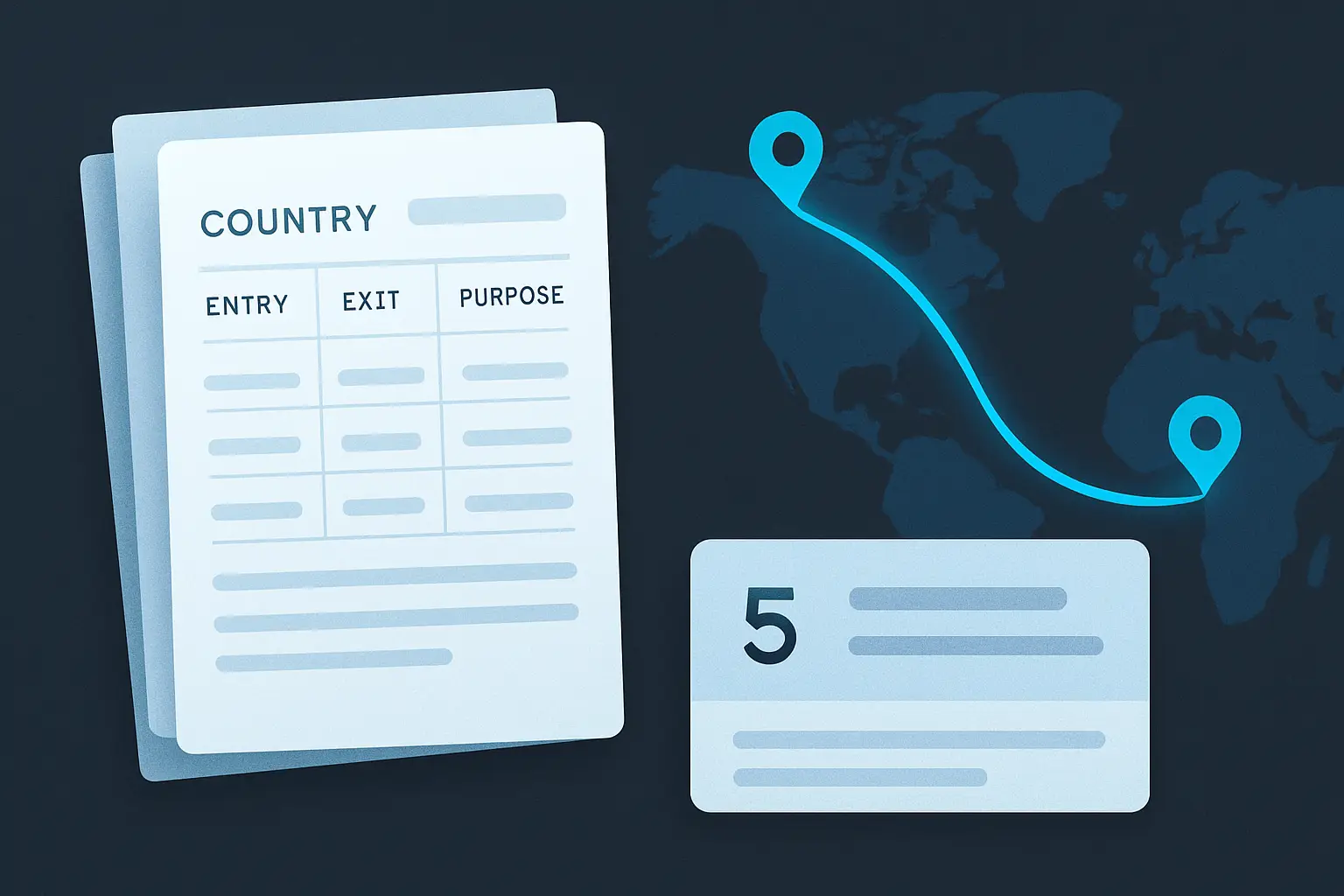 Supporting illustration for How to Export Your Travel History for a Visa Application, focused on what makes an exported record weak or misleading in the AtlasDays visual style.