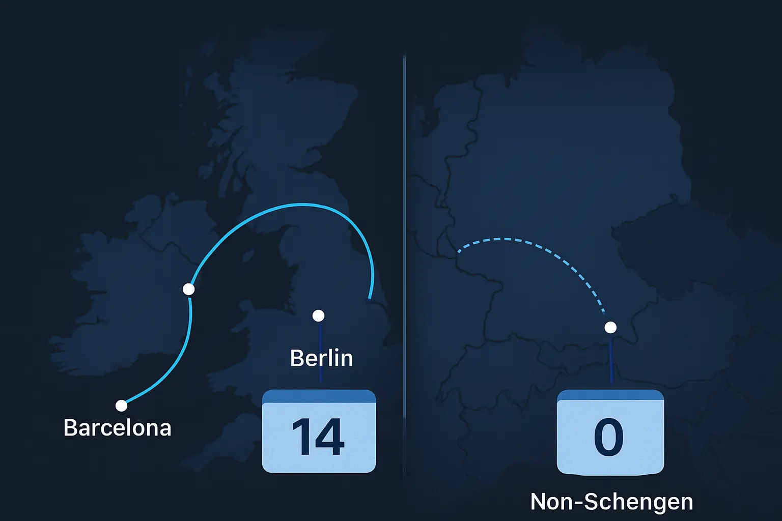 Supporting illustration for schengen countries list 90 180 rule, focused on body 2 in the AtlasDays visual style.