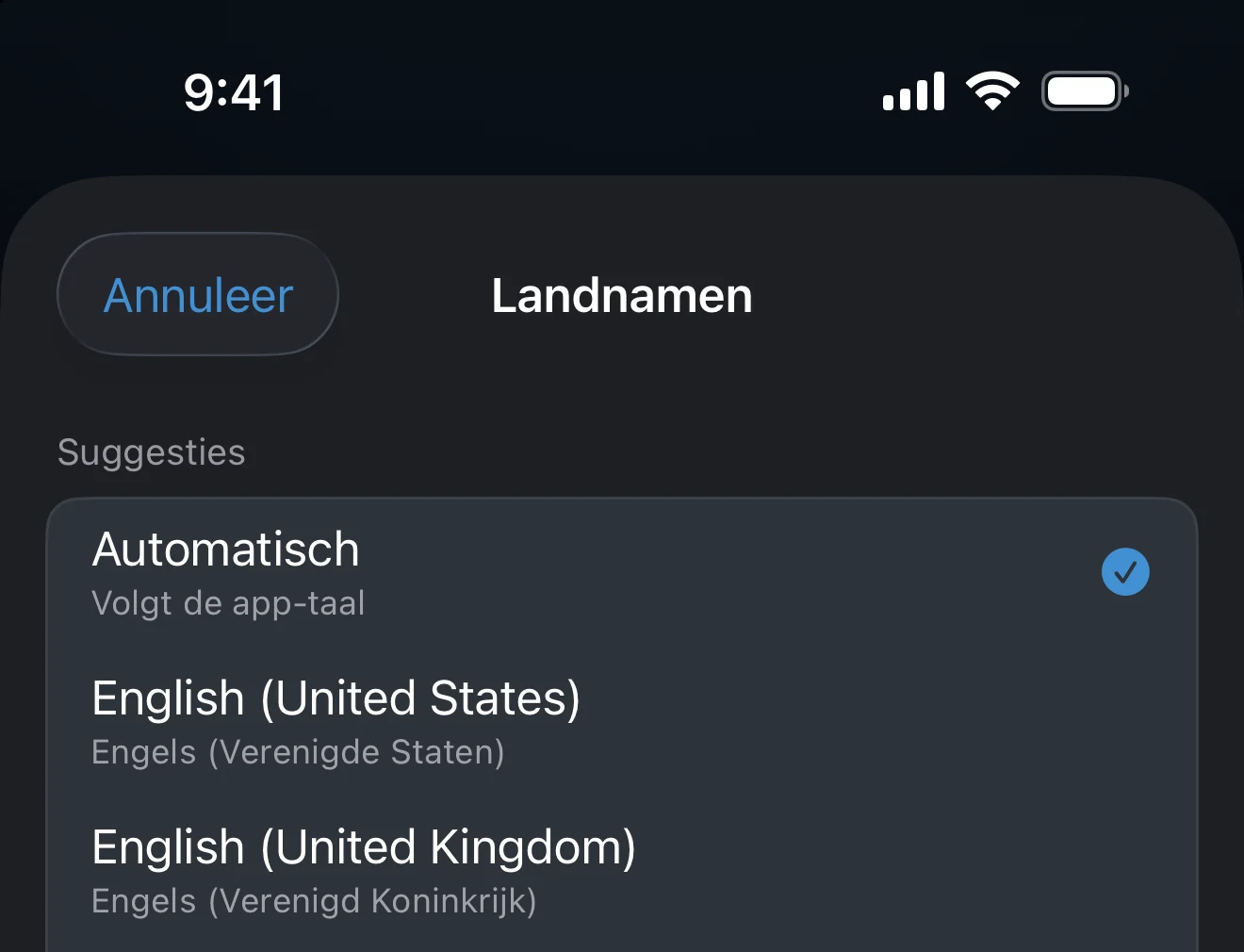 Taalkiezer voor landnamen