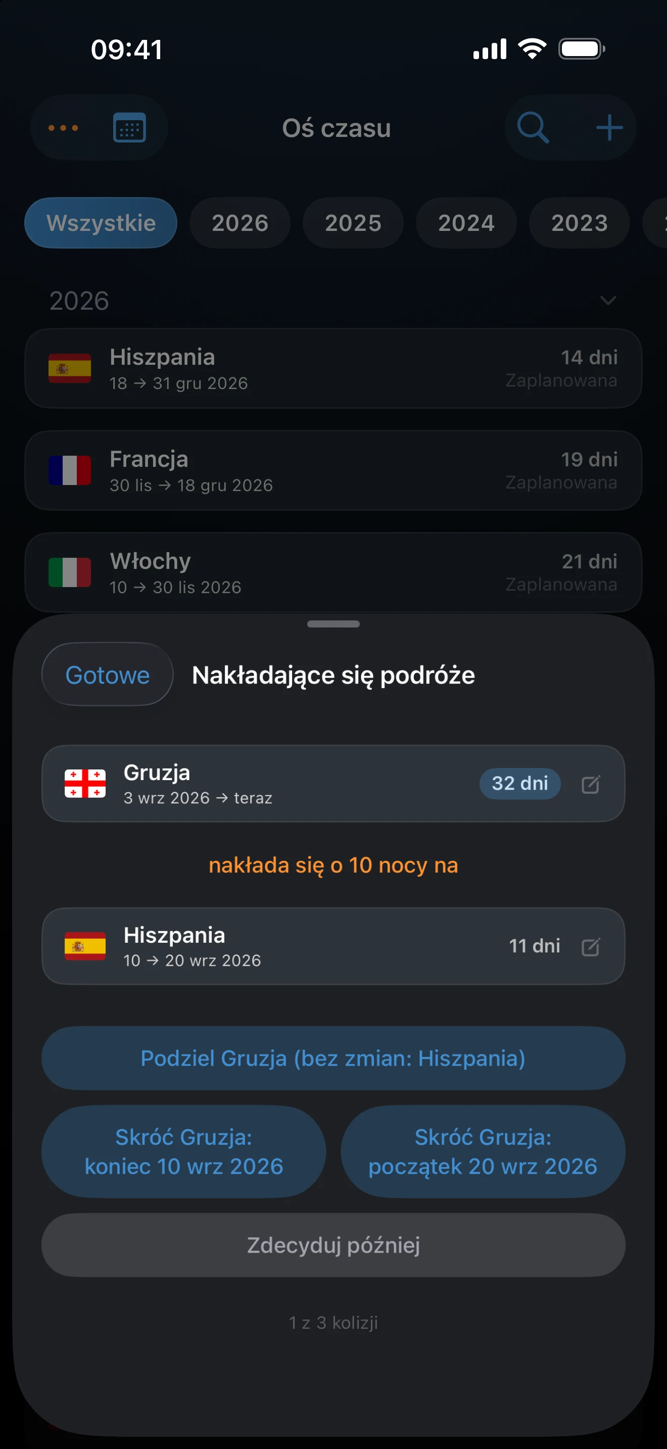 Arkusz Nakładające się podróże z opcjami skrócenia dwóch podróży