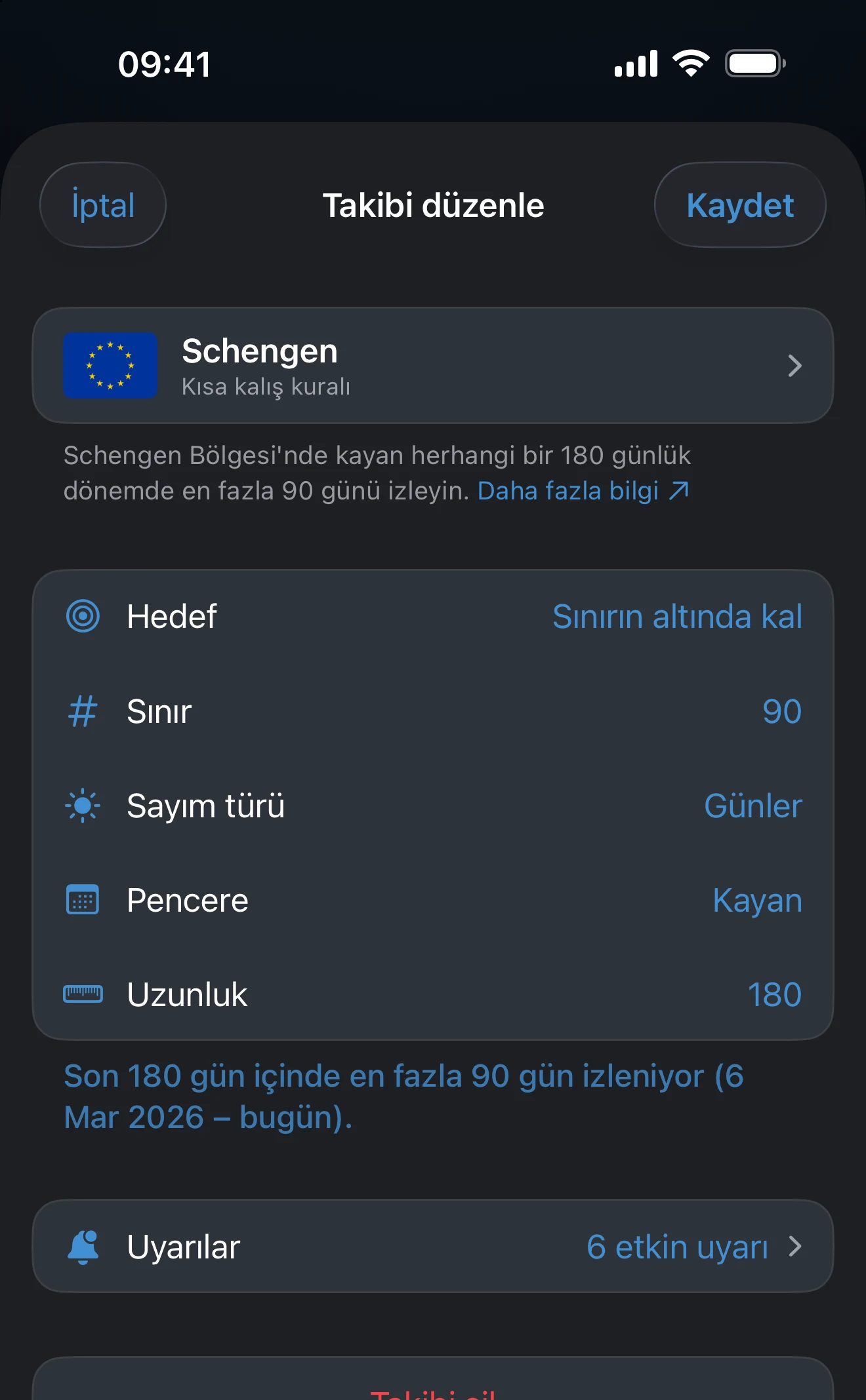 Yerleri, dönemi ve sınırı gösteren yapılandırılmış takip düzenleyicisi