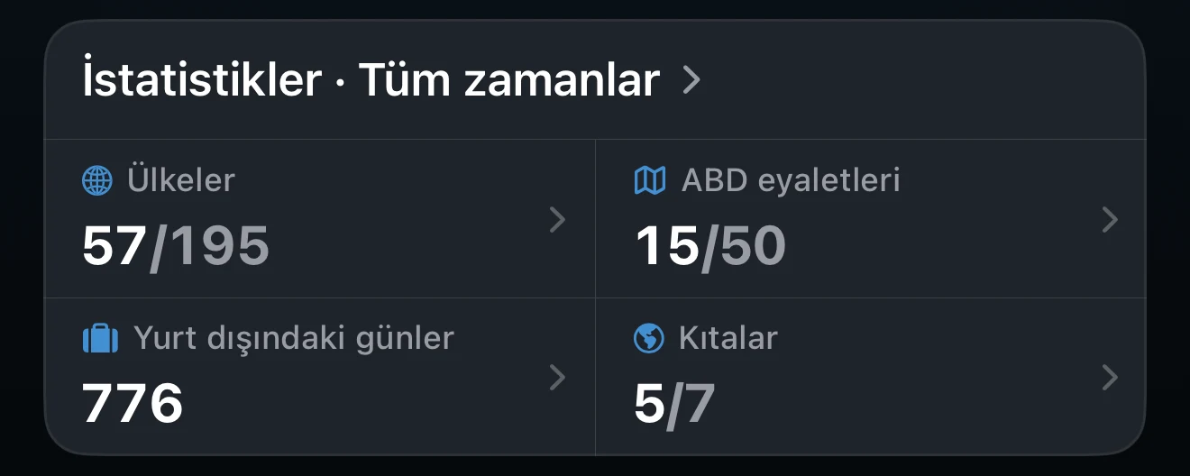 Seçili dönemi gösteren Genel bakış İstatistikler kartı