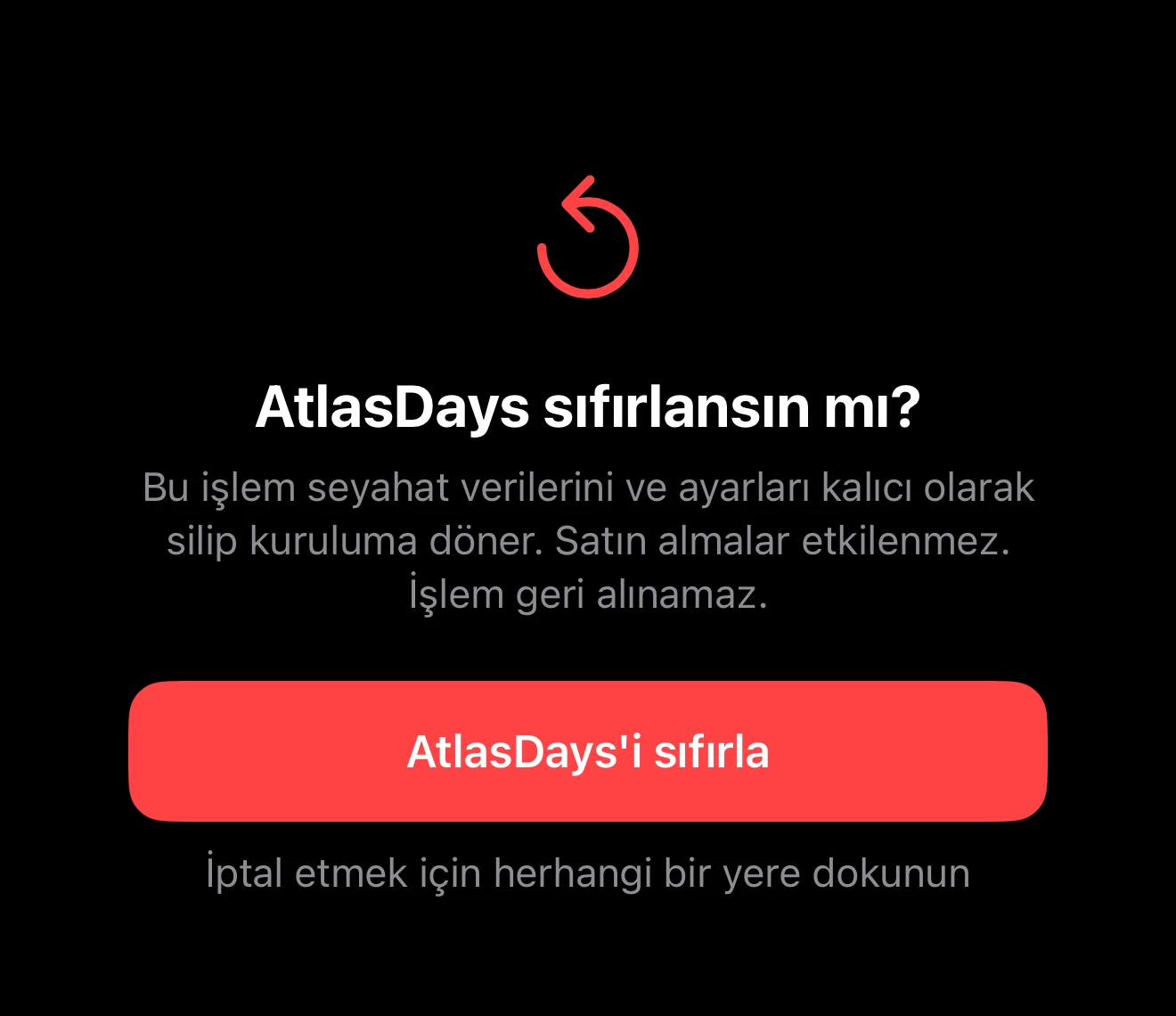 Nelerin silineceğini açıklayan kalıcı işlem onayı