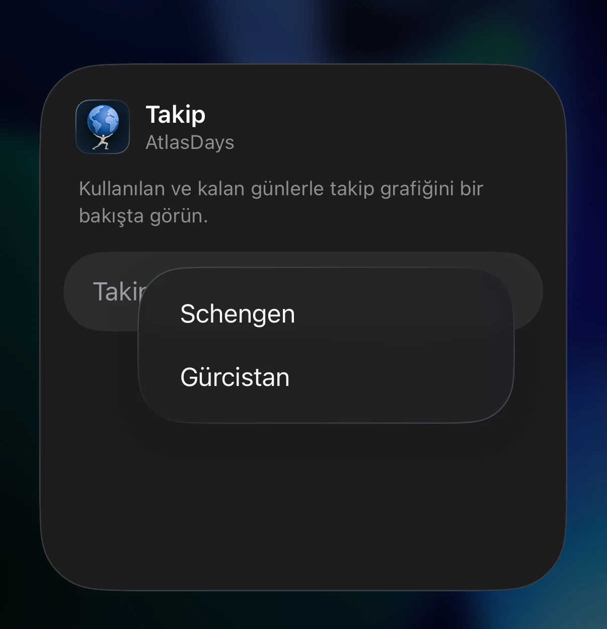 Takip seçicisinin bulunduğu Widget'ı Düzenle sayfası