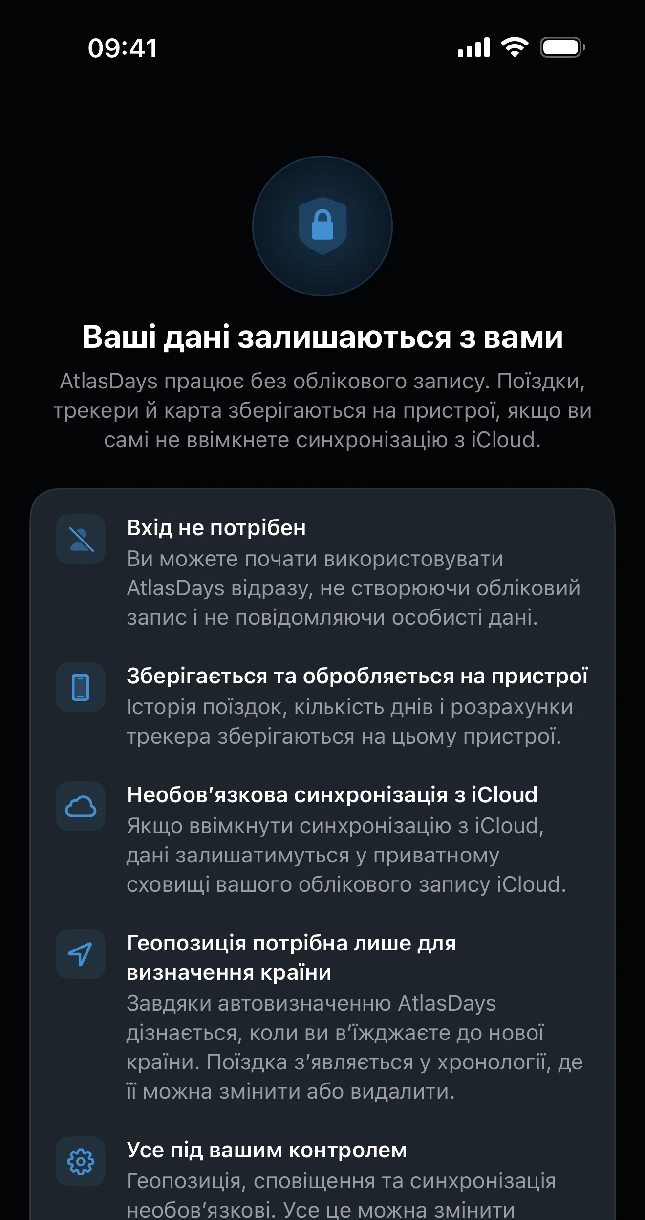Огляд конфіденційності в AtlasDays: які дані збираються та які дозволи надано