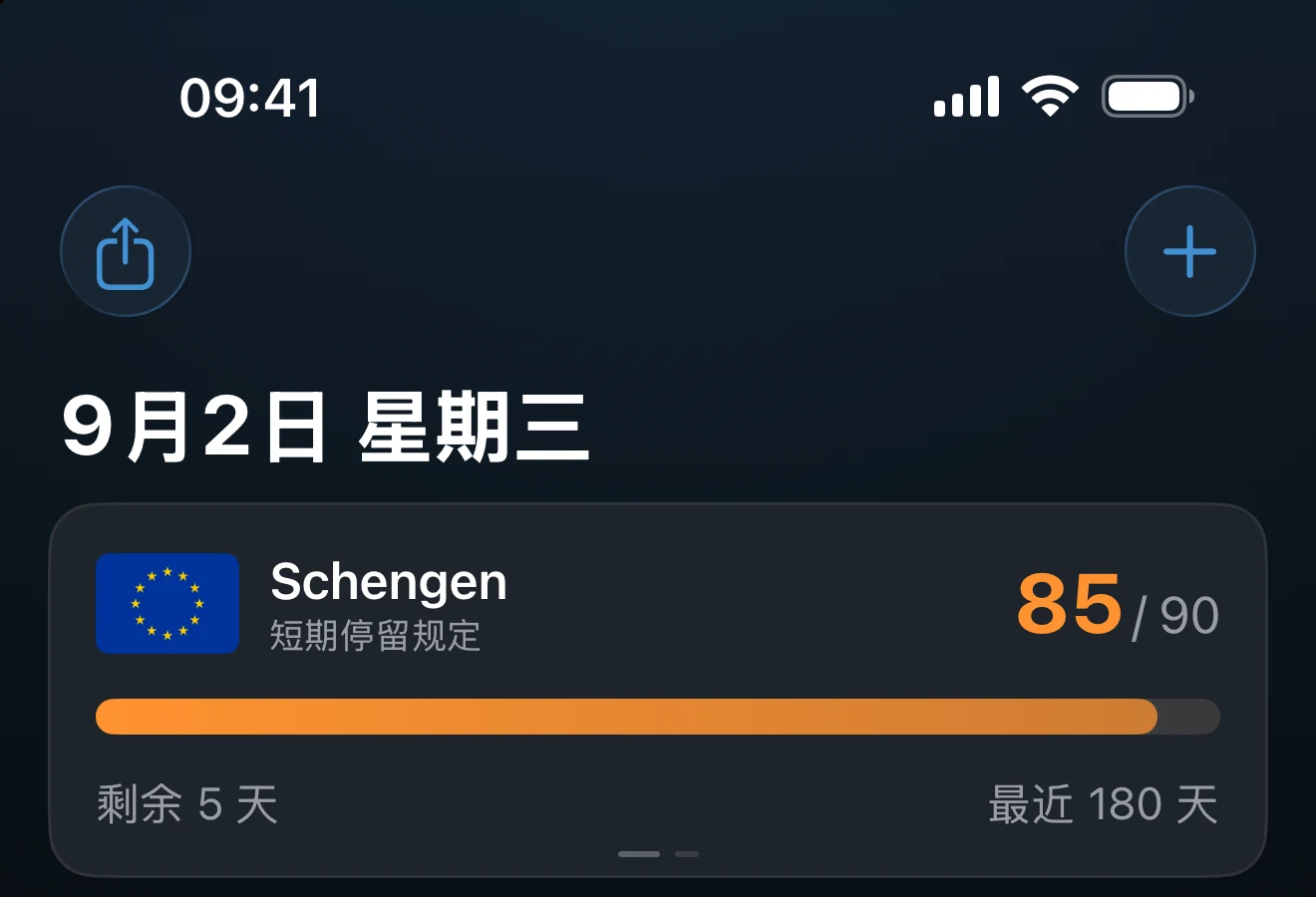 总览顶部，用于添加追踪器的按钮