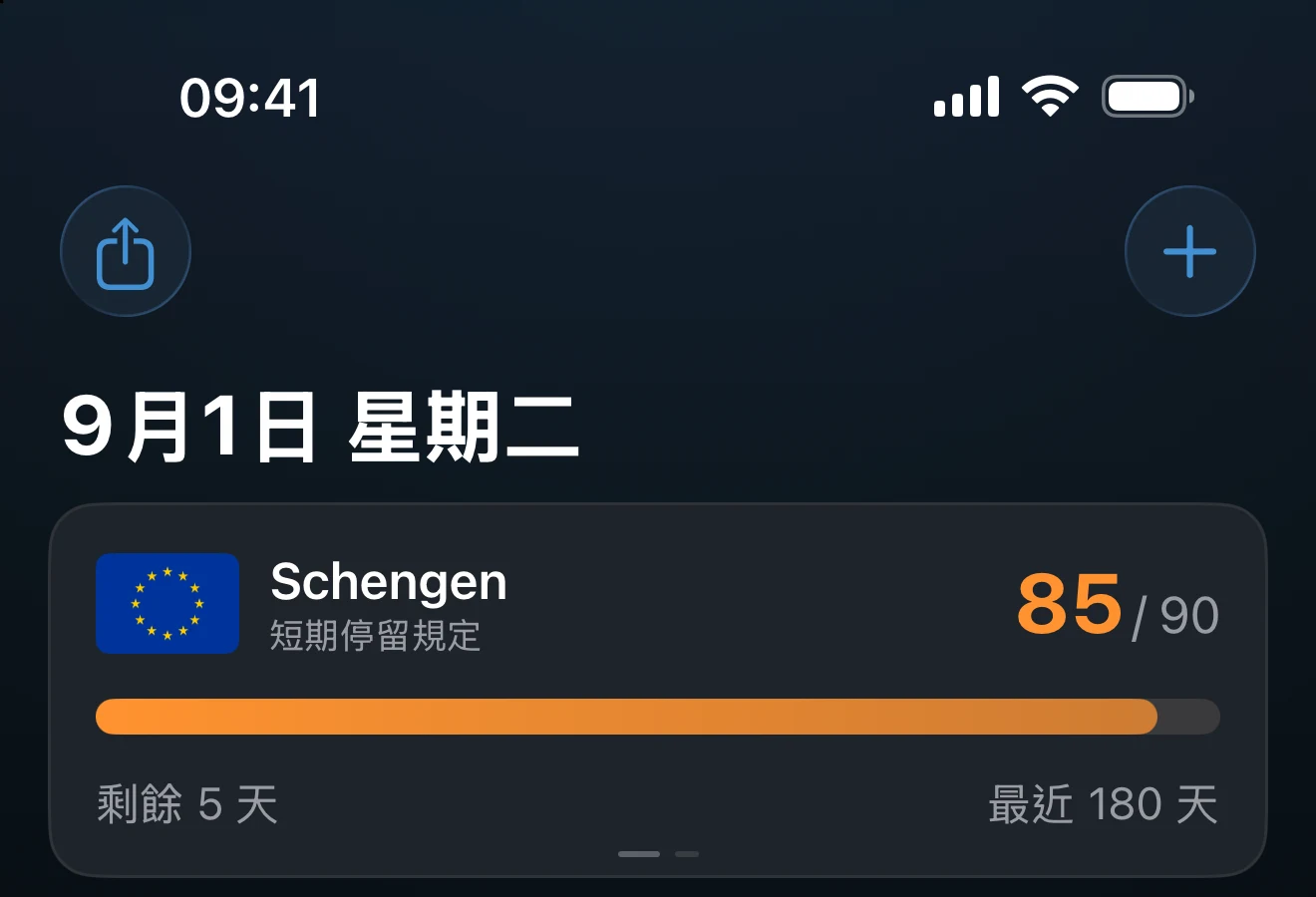 總覽頁首，含新增追蹤器的按鈕